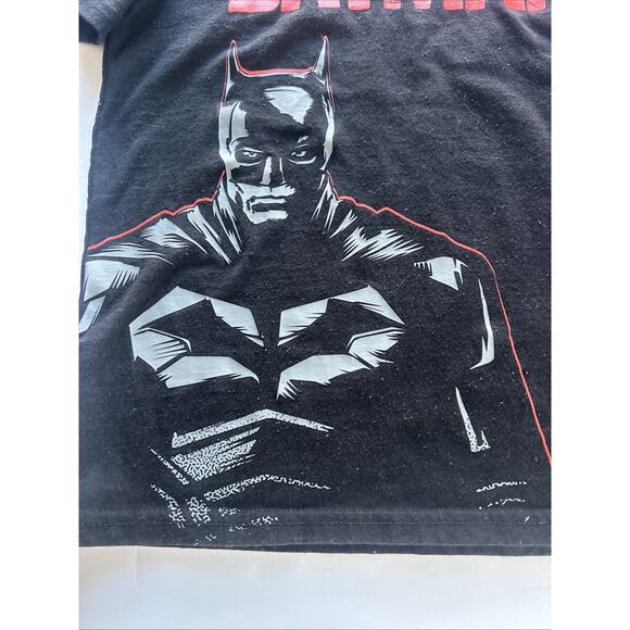 DC Batman Black Hooded Graphic T Shirt Kids Size 7 - Picture 2 of 7